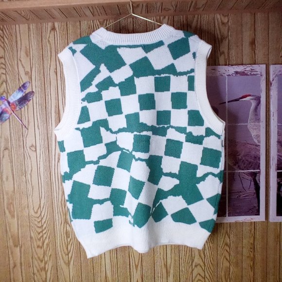 aelfric eden  plaid patchwork golf sweater vest - Picture 2 of 5